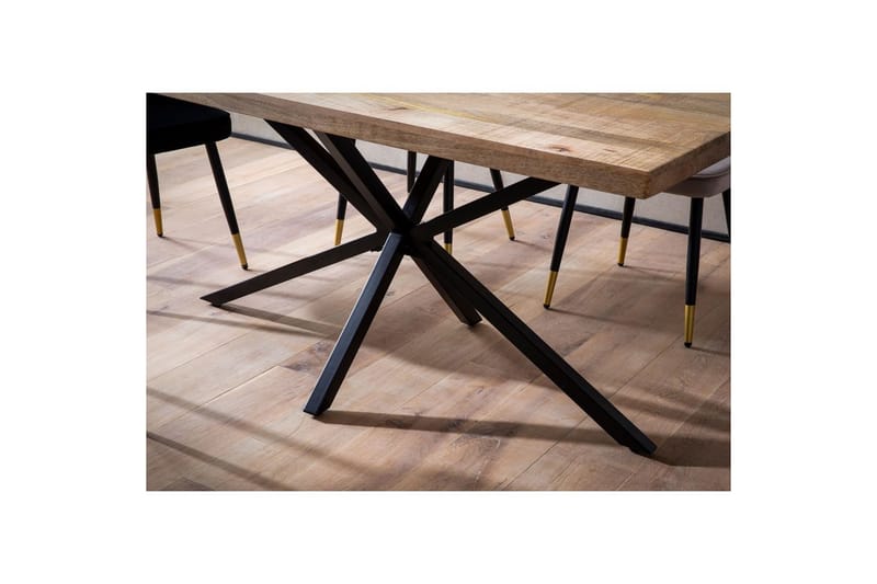 Matbord Wohnling massivt trä med kryssfot i metall, industriell stil 180x90 cm - 180x90 cm - Möbler - Bord & matgrupp - Matgrupp