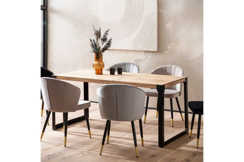 Matbord Wohnling massivt trä med raka metallben, industriell loftstil 120x60 cm - 120x60 cm - Möbler - Bord & matgrupp - Matgrupp