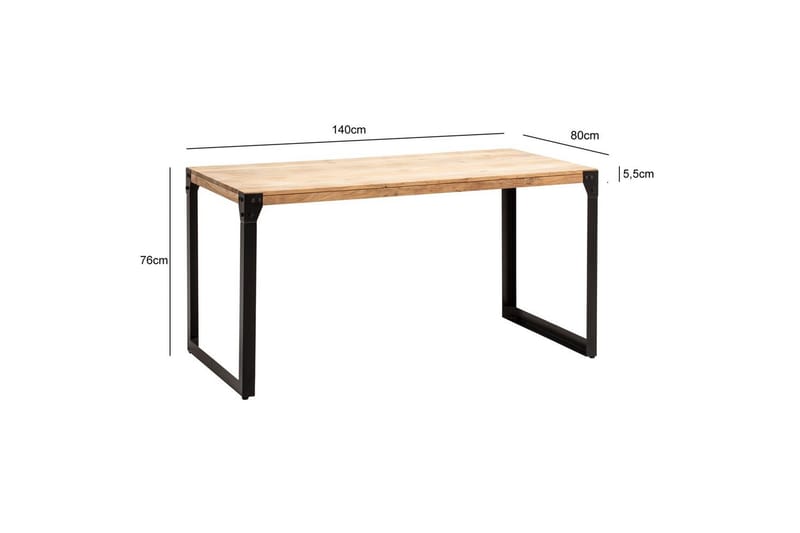 Matbord Wohnling massivt trä med raka metallben, industriell loftstil 140x80 cm - 140x80 cm - Möbler - Bord & matgrupp - Matgrupp