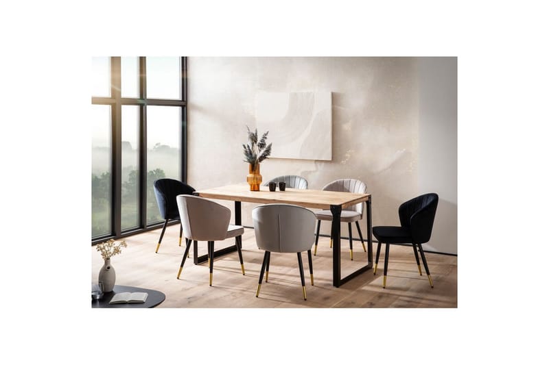 Matbord Wohnling massivt trä med raka metallben, industriell loftstil 180x90 cm - 180x90 cm - Möbler - Bord & matgrupp - Matgrupp