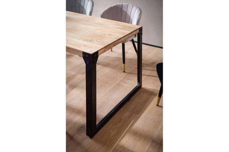 Matbord Wohnling massivt trä med raka metallben, industriell loftstil 180x90 cm - 180x90 cm - Möbler - Bord & matgrupp - Matgrupp