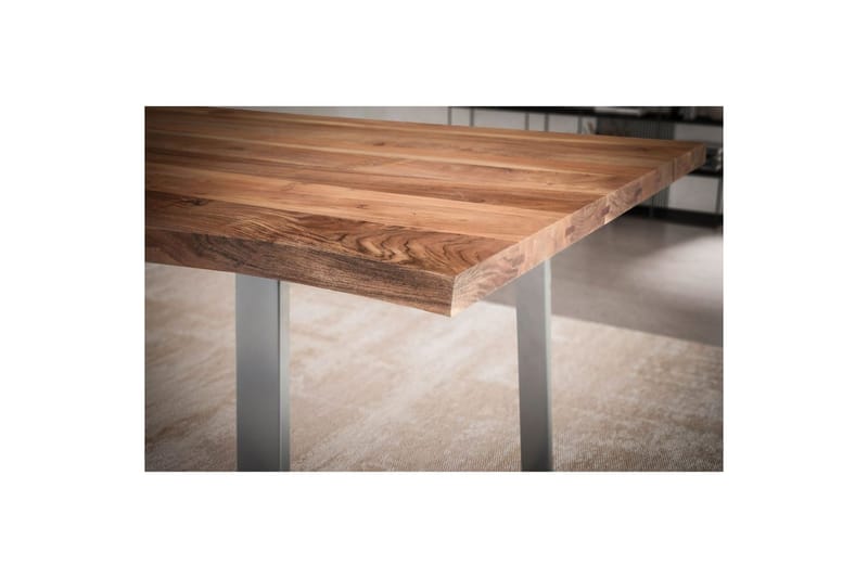 Matbord Wohnling Massivt trä med trädkanter, rektangulär, lantlig stil Silver, Rak, 160x80 cm - Silver, rak, 160x80 cm - Möbler - Bord & matgrupp - Matbord & köksbord