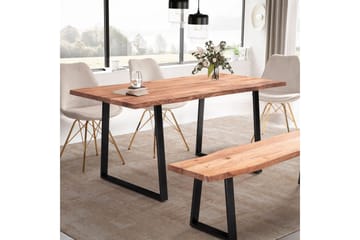 Matbord Wohnling Massivt trä med trädkanter, rektangulär, lantlig stil Svart, Rak, 140x80 cm - Svart, Rak, 140x80 cm - Möbler - Bord & matgrupp - Matgrupp