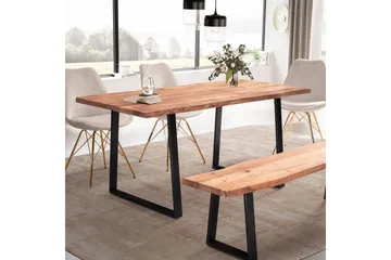 Matbord Wohnling Massivt trä med trädkanter, rektangulär, lantlig stil Svart, Rak, 160x80 cm - Svart, Rak, 160x80 cm - Möbler - Bord & matgrupp - Matbord & köksbord