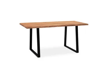 Matbord Wohnling Massivt trä med trädkanter, rektangulär, lantlig stil Svart, Rak, 200x100 cm - Svart, Rak, 200x100 cm - Möbler - Bord & matgrupp - Matgrupp