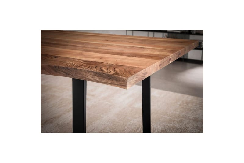 Matbord Wohnling Massivt trä med trädkanter, rektangulär, lantlig stil Svart, Rak, 200x100 cm - Svart, Rak, 200x100 cm - Möbler - Bord & matgrupp - Matgrupp