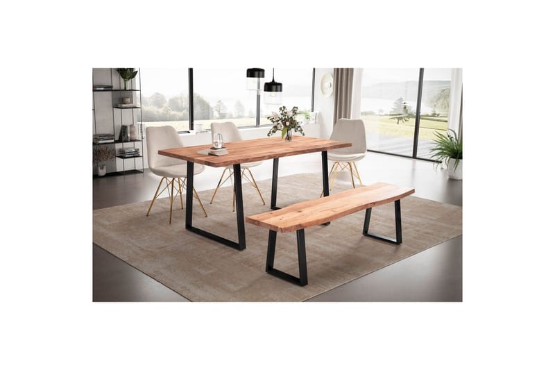 Matbord Wohnling Massivt trä med trädkanter, rektangulär, lantlig stil Svart, Rak, 200x100 cm - Svart, Rak, 200x100 cm - Möbler - Bord & matgrupp - Matgrupp