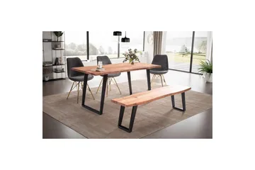Matbord Wohnling Massivt trä med trädkanter, rektangulär, lantlig stil Svart, vinklad, 160x80 cm - Svart, vinklad, 160x80 cm - Möbler - Bord & matgrupp - Matbord & köksbord