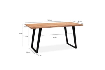 Matbord Wohnling Massivt trä med trädkanter, rektangulär, lantlig stil Svart, vinklad, 160x80 cm - Svart, vinklad, 160x80 cm - Möbler - Bord & matgrupp - Matgrupp