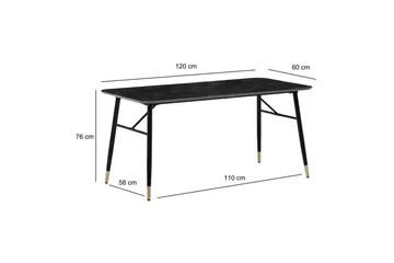 Matbord Wohnling Modern stil MDF med metallben med gyllene spetsar Marmor, Svart, 120x60 cm - Marmor, Svart, 120x60 cm - Möbler - Bord & matgrupp - Matgrupp
