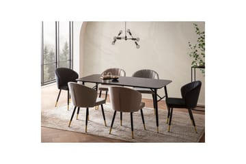 Matbord Wohnling Modern stil MDF med metallben med gyllene spetsar Marmor, Svart, 200x90 cm - Marmor, Svart, 200x90 cm - Möbler - Bord & matgrupp - Matgrupp