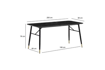 Matbord Wohnling Modern stil MDF med metallben med gyllene spetsar Marmor, Svart, 200x90 cm - Marmor, Svart, 200x90 cm - Möbler - Bord & matgrupp - Matgrupp