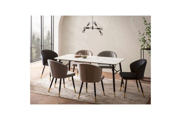 Matbord Wohnling Modern stil MDF med metallben med gyllene spetsar Marmor, Vit, 120x60 cm - Marmor, Vit, 120x60 cm - Möbler - Bord & matgrupp - Matgrupp