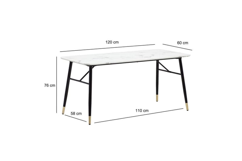 Matbord Wohnling Modern stil MDF med metallben med gyllene spetsar Marmor, Vit, 120x60 cm - Marmor, Vit, 120x60 cm - Möbler - Bord & matgrupp - Matgrupp