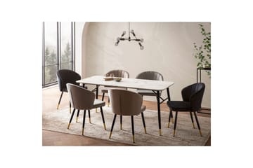 Matbord Wohnling Modern stil MDF med metallben med gyllene spetsar Marmor, Vit, 200x90 cm - Marmor, Vit, 200x90 cm - Möbler - Bord & matgrupp - Matgrupp