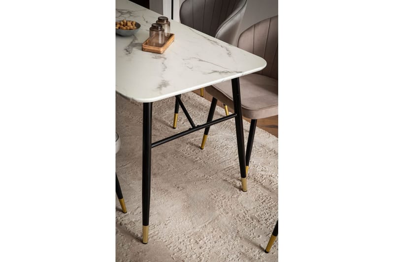Matbord Wohnling Modern stil MDF med metallben med gyllene spetsar Marmor, Vit, 200x90 cm - Marmor, Vit, 200x90 cm - Möbler - Bord & matgrupp - Matgrupp