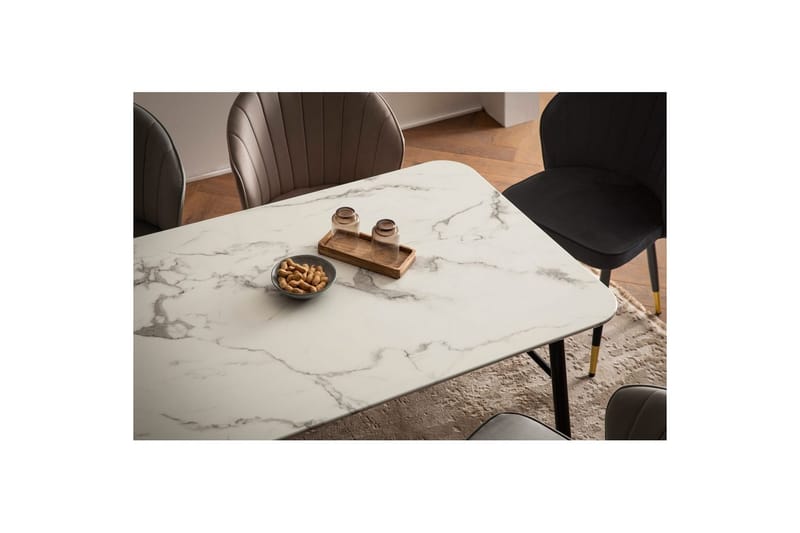 Matbord Wohnling Modern stil MDF med metallben med gyllene spetsar Marmor, Vit, 200x90 cm - Marmor, Vit, 200x90 cm - Möbler - Bord & matgrupp - Matgrupp