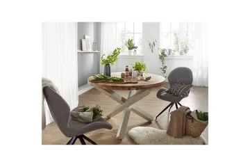 Matbord Wohnling Rund 120 cm massivt trä lantlig stil Akacia - Akacia - Möbler - Bord & matgrupp - Matbord & köksbord