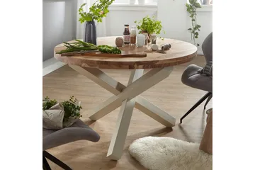Matbord Wohnling Rund 120 cm massivt trä lantlig stil Akacia - Akacia - Möbler - Bord & matgrupp - Matbord & köksbord