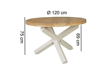 Matbord Wohnling Rund 120 cm massivt trä lantlig stil Akacia - Akacia - Möbler - Bord & matgrupp - Matbord & köksbord