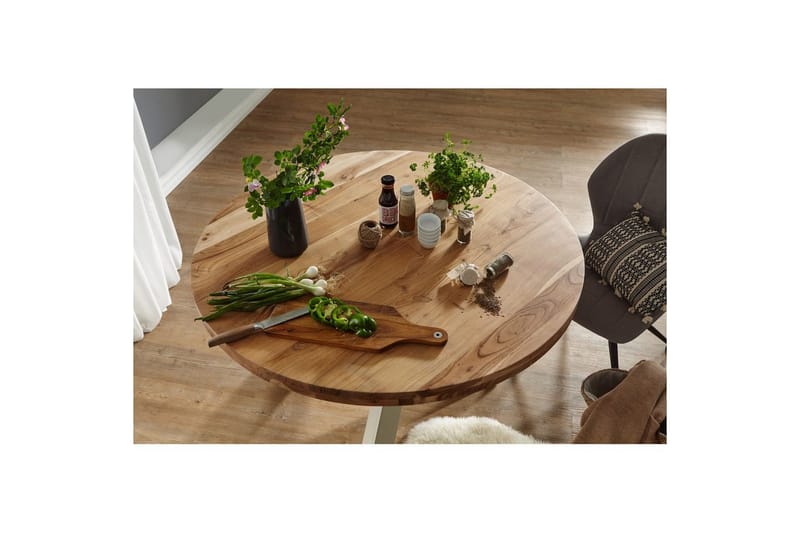Matbord Wohnling Rund 120 cm massivt trä lantlig stil Akacia - Akacia - Möbler - Bord & matgrupp - Matbord & köksbord