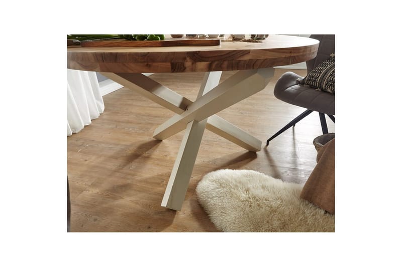 Matbord Wohnling Rund 120 cm massivt trä lantlig stil Akacia - Akacia - Möbler - Bord & matgrupp - Matbord & köksbord