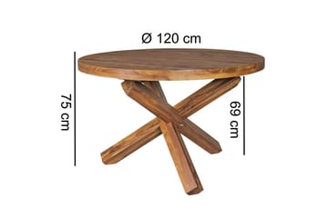 Matbord Wohnling Rund 120 cm massivt trä lantlig stil Rosenträ - Rosenträ - Möbler - Bord & matgrupp - Matbord & köksbord