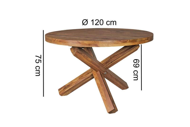 Matbord Wohnling Rund 120 cm massivt trä lantlig stil Rosenträ - Rosenträ - Möbler - Bord & matgrupp - Matbord & köksbord