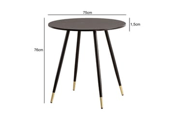 Matbord Wohnling Rund 75 cm marmorerad modern gyllene tippsben Marmor, Svart - Marmor, Svart - Möbler - Bord & matgrupp - Matbord & köksbord