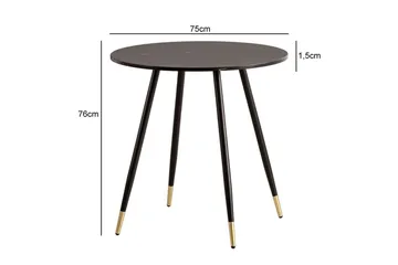 Matbord Wohnling Rund 75 cm marmorerad modern gyllene tippsben Marmor, Svart - Marmor, Svart - Möbler - Bord & matgrupp - Matbord & köksbord