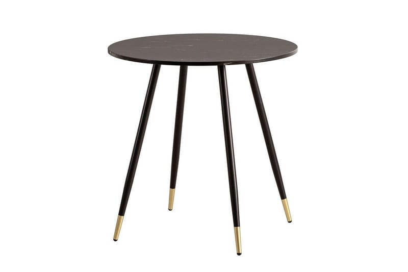 Matbord Wohnling Rund 75 cm marmorerad modern gyllene tippsben Marmor, Svart, Marmor, Svart