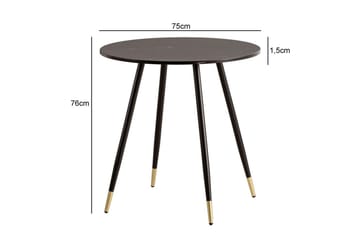 Matbord Wohnling Rund 75 cm marmorerad modern gyllene tippsben Marmor, Svart - Marmor, Svart - Möbler - Bord & matgrupp - Matgrupp