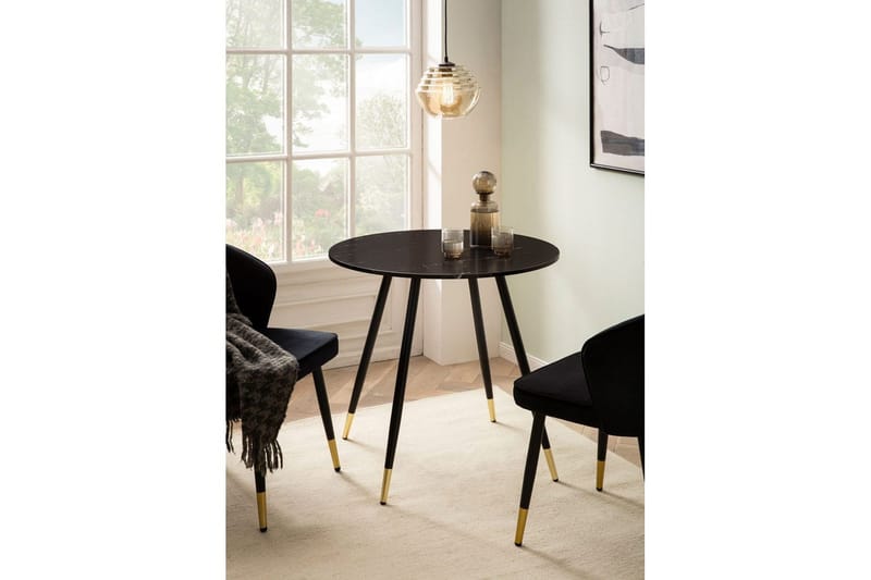 Matbord Wohnling Rund 75 cm marmorerad modern gyllene tippsben Marmor, Svart - Marmor, Svart - Möbler - Bord & matgrupp - Matbord & köksbord