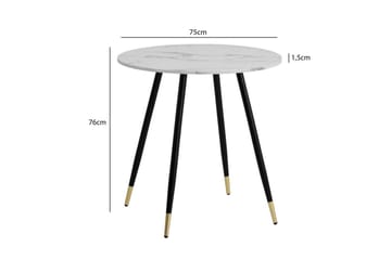 Matbord Wohnling Rund 75 cm marmorerad modern gyllene tippsben Marmor, Vit - Marmor, Vit - Möbler - Bord & matgrupp - Matgrupp