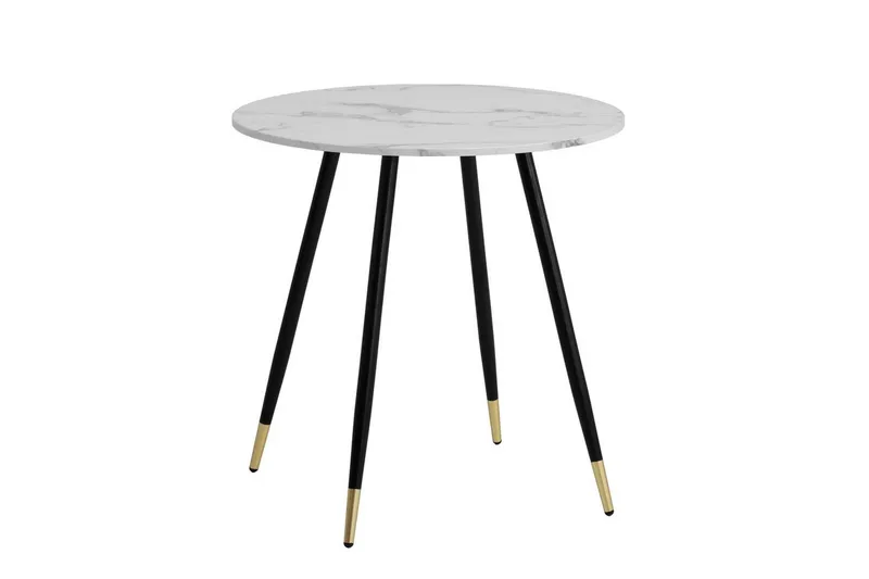 Matbord Wohnling Rund 75 cm marmorerad modern gyllene tippsben Marmor, Vit, Marmor, Vit