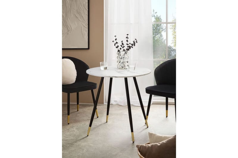 Matbord Wohnling Rund 75 cm marmorerad modern gyllene tippsben Marmor, Vit - Marmor, Vit - Möbler - Bord & matgrupp - Matbord & köksbord