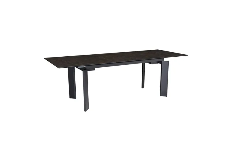 Matbord Wohnling Utdragbart 180-260 cm keramisk, klassiskt fyra ben och metallram Svart, marmor svart, Svart, marmor svart