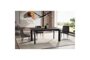 Matbord Wohnling Utdragbart 180-260 cm keramisk, klassiskt fyra ben och metallram Svart, marmor svart - Svart, marmor svart - Möbler - Bord & matgrupp - Matgrupp