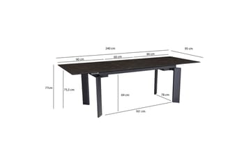 Matbord Wohnling Utdragbart 180-260 cm keramisk, klassiskt fyra ben och metallram Svart, marmor svart - Svart, marmor svart - Möbler - Bord & matgrupp - Matgrupp