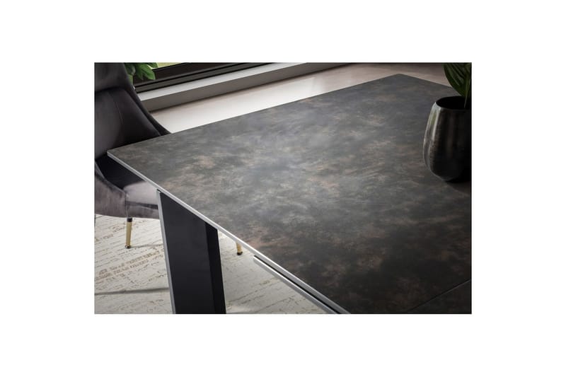 Matbord Wohnling Utdragbart 180-260 cm keramisk, klassiskt fyra ben och metallram Svart, marmor svart - Svart, marmor svart - Möbler - Bord & matgrupp - Matgrupp