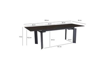 Matbord Wohnling Utdragbart 180-260 cm keramisk, klassiskt fyra ben och metallram Svart, marmor svart - Svart, marmor svart - Möbler - Bord & matgrupp - Matgrupp