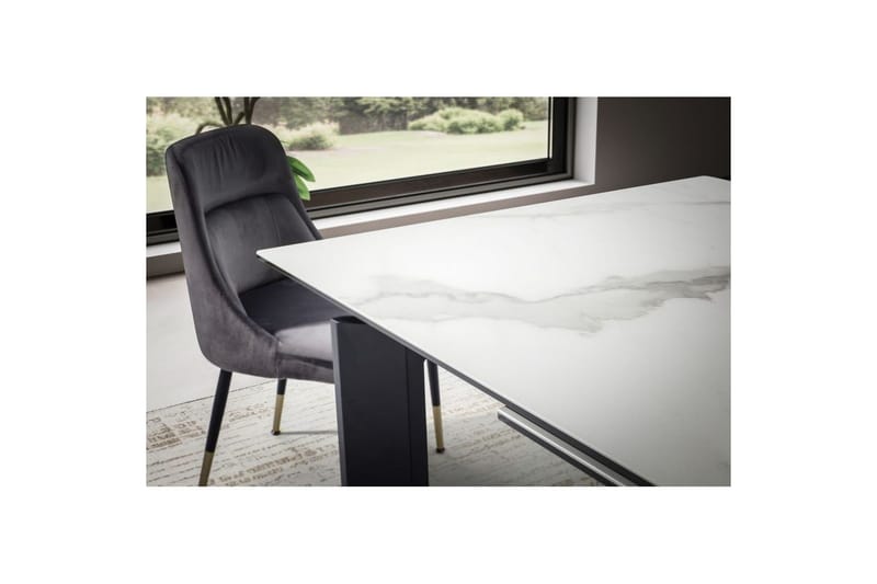 Matbord Wohnling Utdragbart 180-260 cm keramisk, klassiskt fyra ben och metallram Svart, marmor vit - Svart, marmor vit - Möbler - Bord & matgrupp - Matgrupp