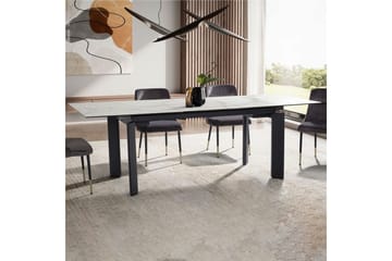Matbord Wohnling Utdragbart 180-260 cm keramisk, klassiskt fyra ben och metallram Svart, marmor vit - Svart, marmor vit - Möbler - Bord & matgrupp - Matgrupp