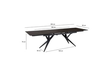 Matbord Wohnling Utdragbart 180-260 cm keramisk fyra ben och metallram Svart, marmor svart - Svart, marmor svart - Möbler - Bord & matgrupp - Matbord & köksbord