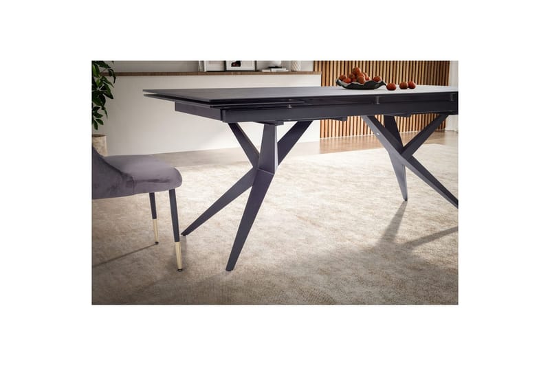 Matbord Wohnling Utdragbart 180-260 cm keramisk fyra ben och metallram Svart, marmor svart - Svart, marmor svart - Möbler - Bord & matgrupp - Matbord & köksbord