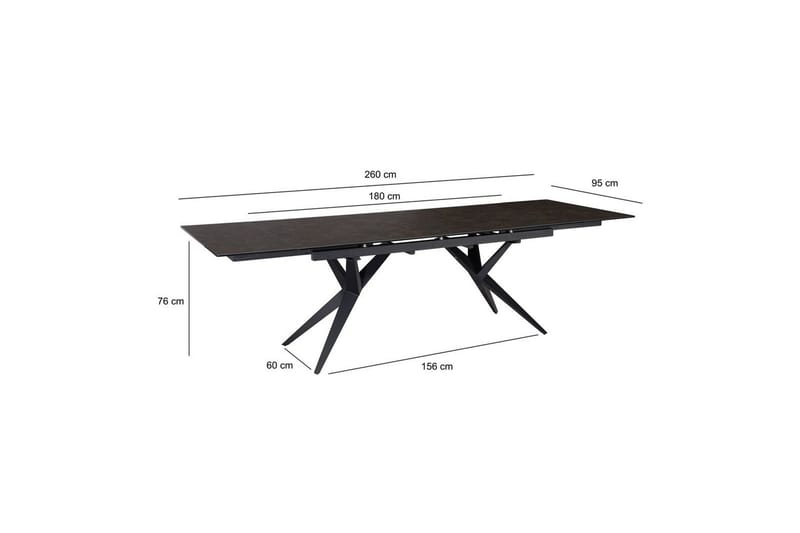 Matbord Wohnling Utdragbart 180-260 cm keramisk fyra ben och metallram Svart, marmor svart - Svart, svart marmor - Möbler - Bord & matgrupp - Marmorbord