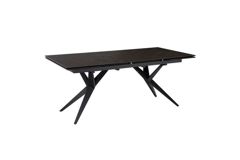 Matbord Wohnling Utdragbart 180-260 cm keramisk fyra ben och metallram Svart, marmor svart, Svart, svart marmor