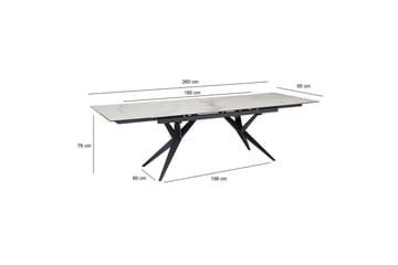 Matbord Wohnling Utdragbart 180-260 cm keramisk fyra ben och metallram Svart, marmor vit - Svart, marmor vit - Möbler - Bord & matgrupp - Matbord & köksbord