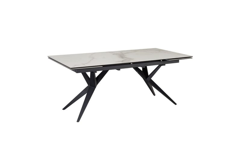 Matbord Wohnling Utdragbart 180-260 cm keramisk fyra ben och metallram Svart, marmor vit, Svart, vit marmor