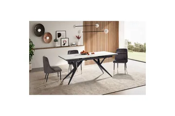 Matbord Wohnling Utdragbart 180-260 cm keramisk fyra ben och metallram Svart, marmor vit - Svart, vit marmor - Möbler - Bord & matgrupp - Marmorbord